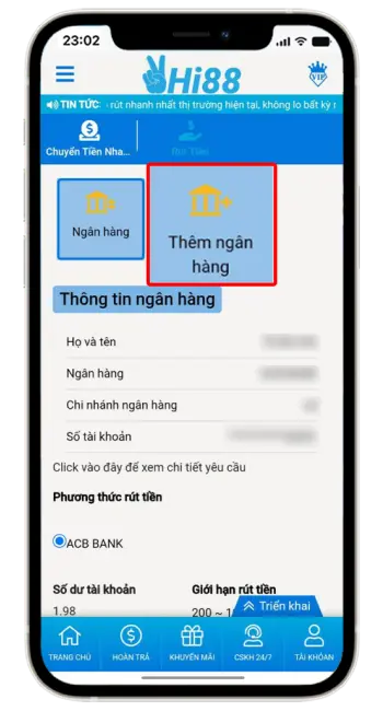Bước 2: Chọn thêm ngân hàng.